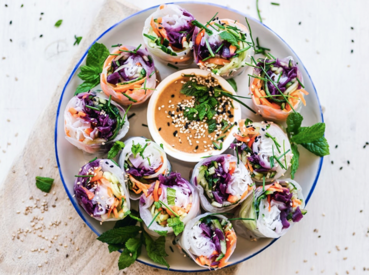 Vegetable Spring Rolls With Two Dipping Sauces