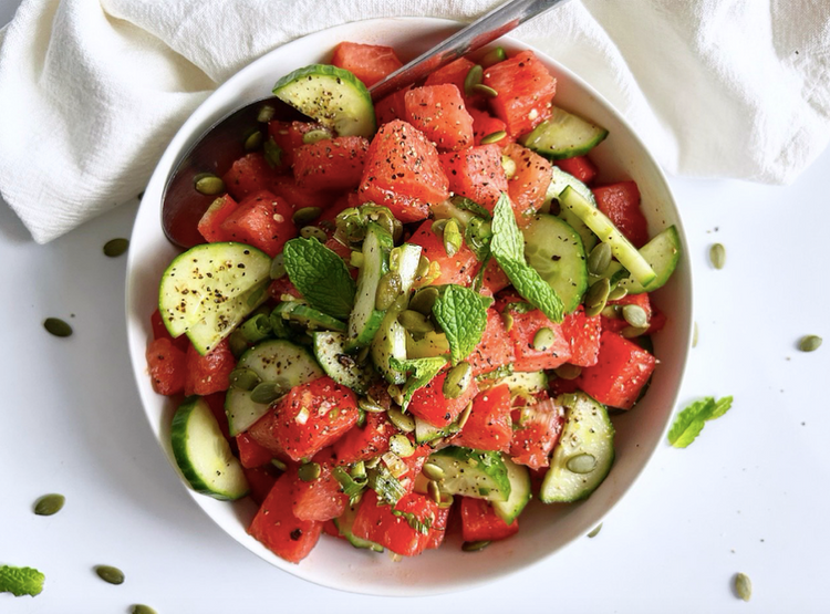 Minty Watermelon And Cucumber Salad