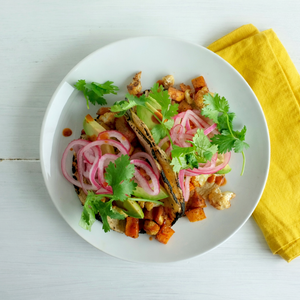 Taco Tuesday!  Roasted Veggie Tacos With Pickled Onions
