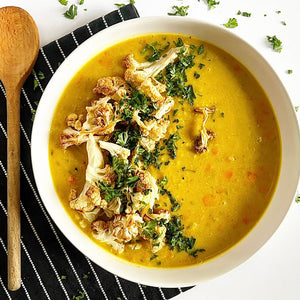 Curry Red Lentils with Sweet Potatoes and Spinach