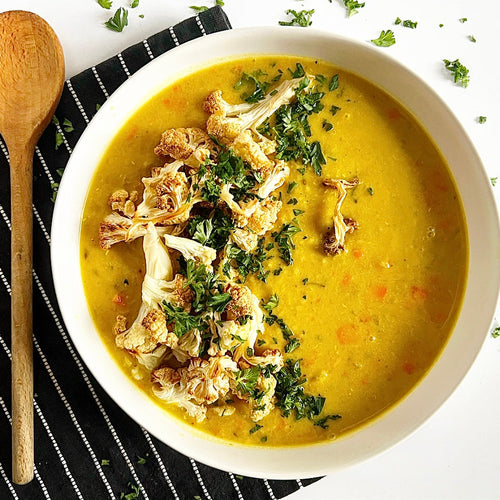 Curry Red Lentils with Sweet Potatoes and Spinach