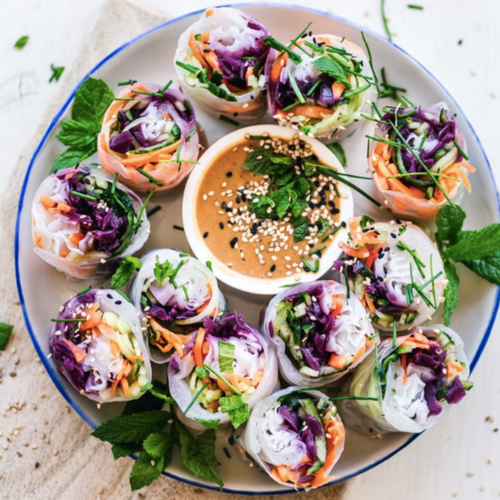 Vegetable Spring Rolls With Two Dipping Sauces