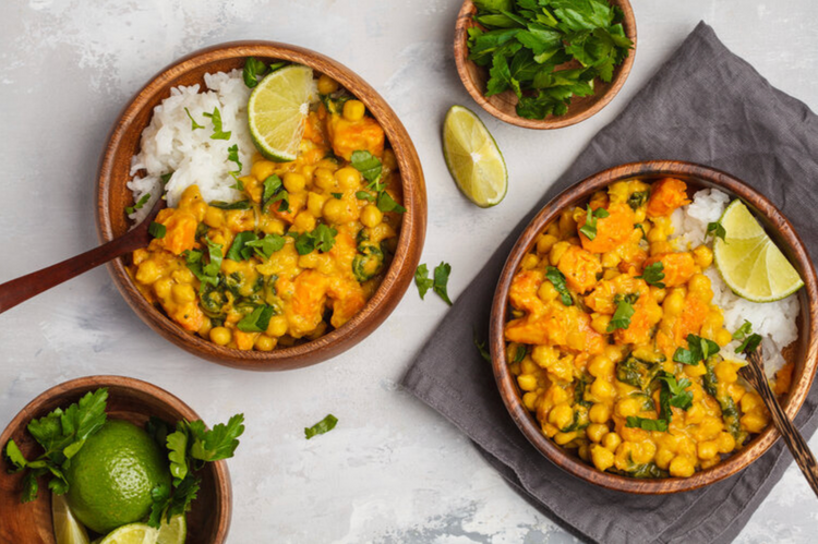 Thai Green Curry with Chickpeas + Cauliflower