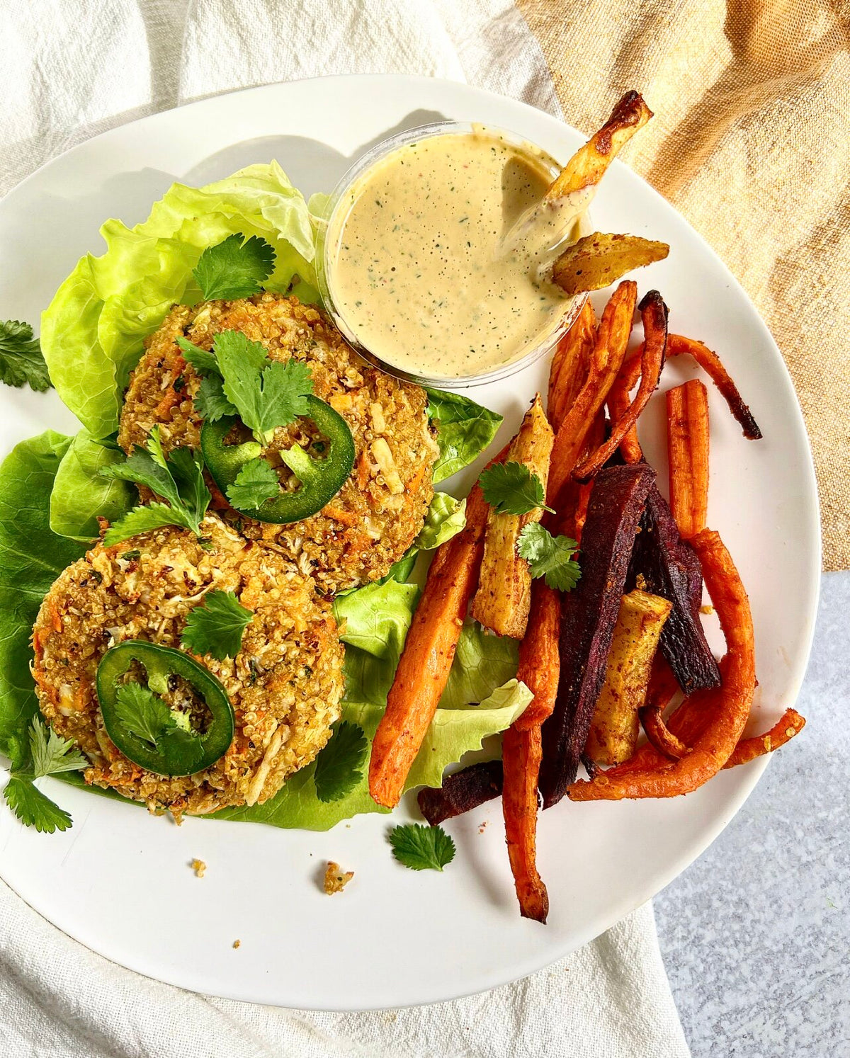 Spicy Cauliflower + Sweet Potato Burgers