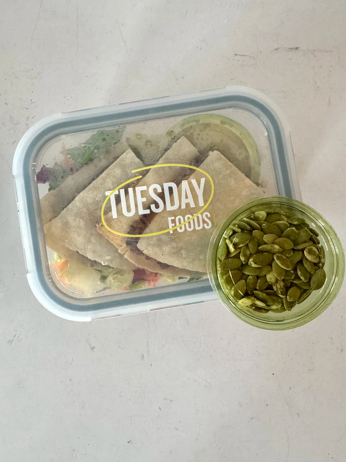Black Bean Quesadillas with Mexican Style Chop Salad + Chipotle Ranch Dressing