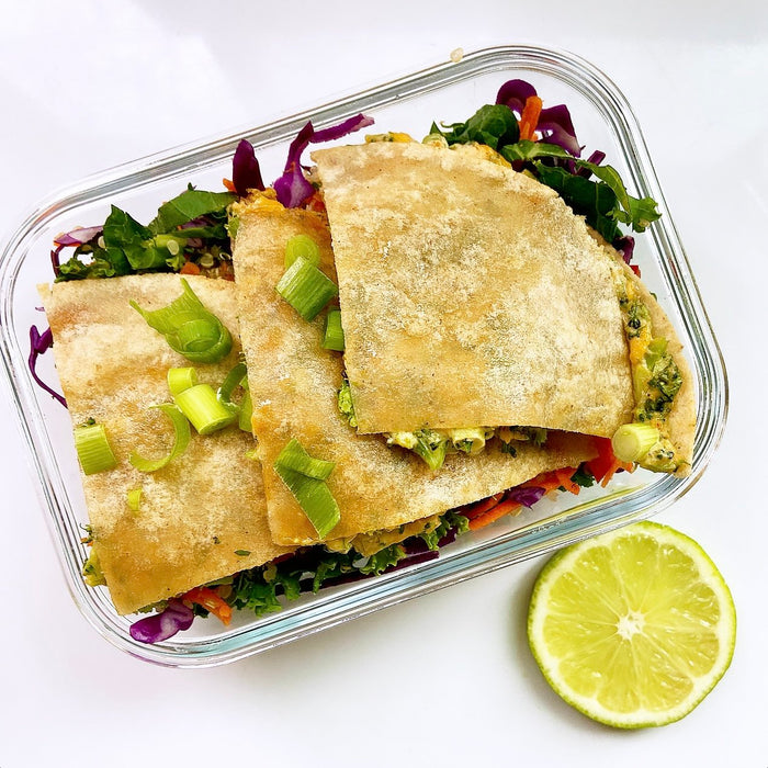 Broccoli Quesadillas with Chipotle Cashew Queso
